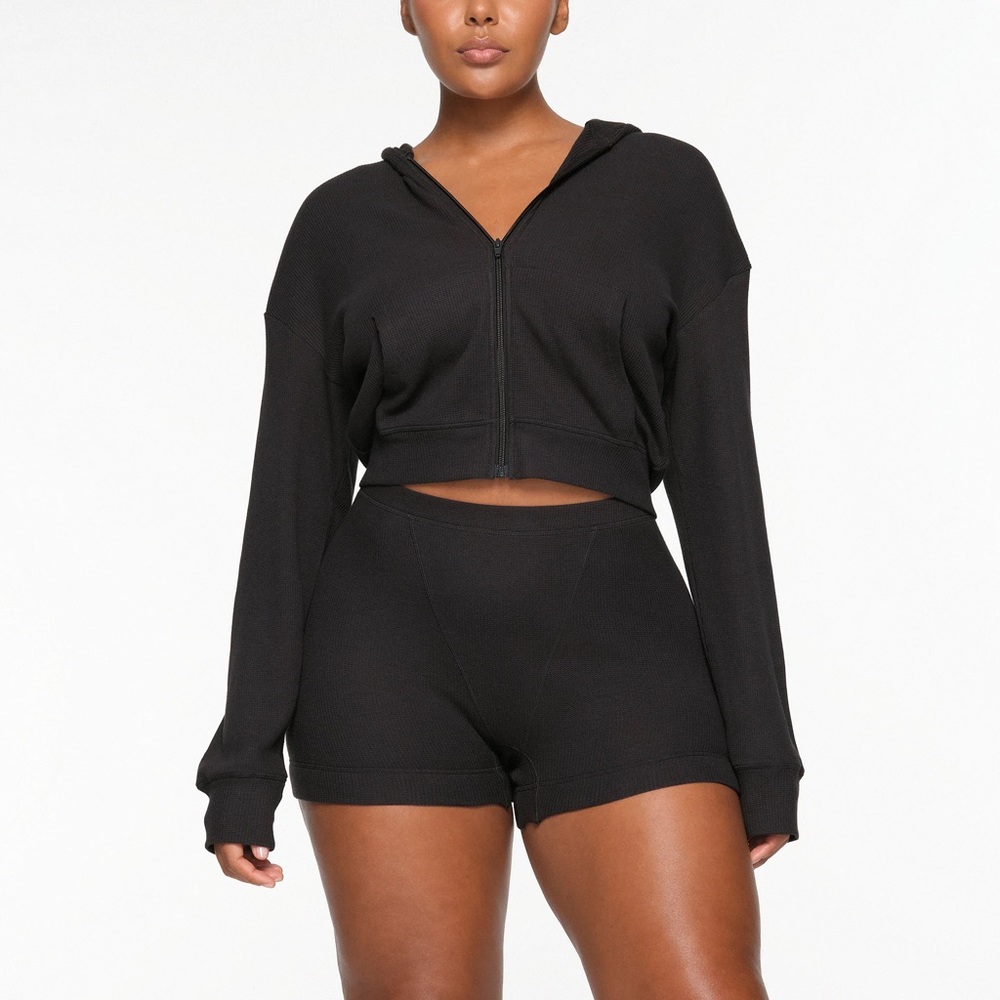 SKIMS onyx waffle lounge hoodie